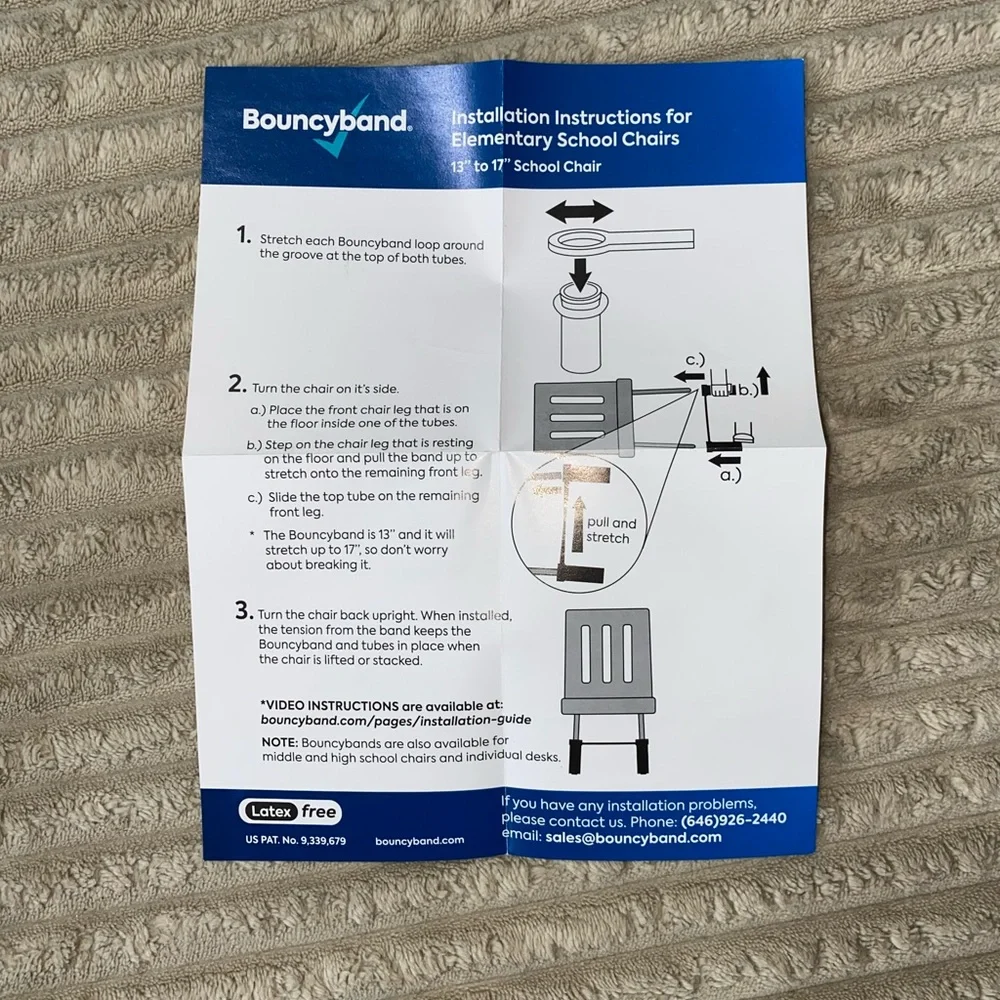 Bouncyband Student Edition for Elementary School Chair-Blue-Focus & Fidget Aid